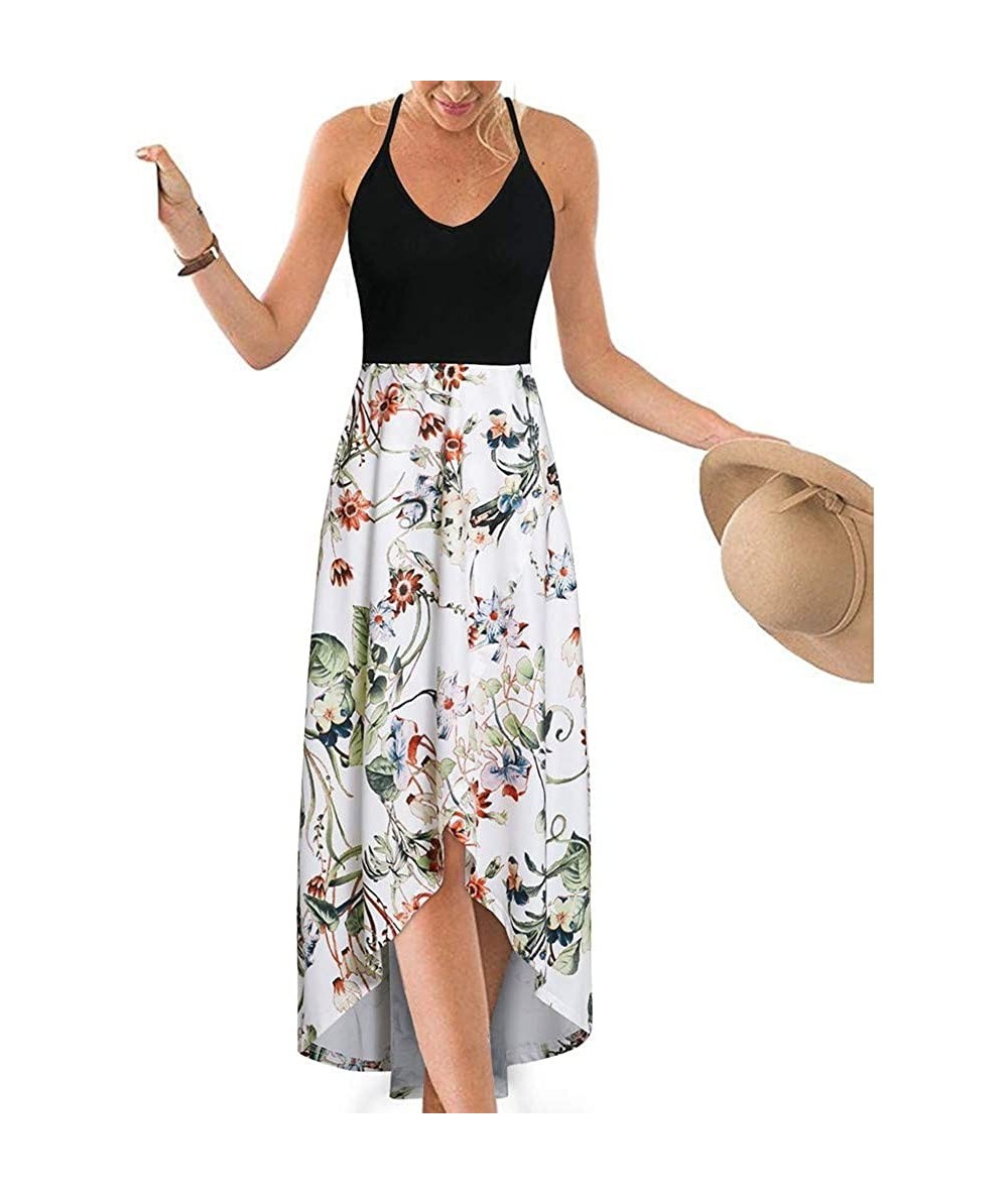 Board Shorts 2018 Women Sleeveless Floral Print Maxi Long Dress with Pockets O-Neck Beach - Green - C318SQWRQR6 $28.23