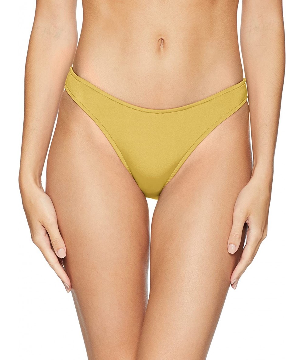 Bottoms Women's 80's Flashback High Cut Bikini Bottom Swimsuit - Flashback Canary - CV18087YLU8 $70.68