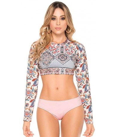 Rash Guards Romantic Bay Crop Rashguard - C8198CK8QGI $79.41