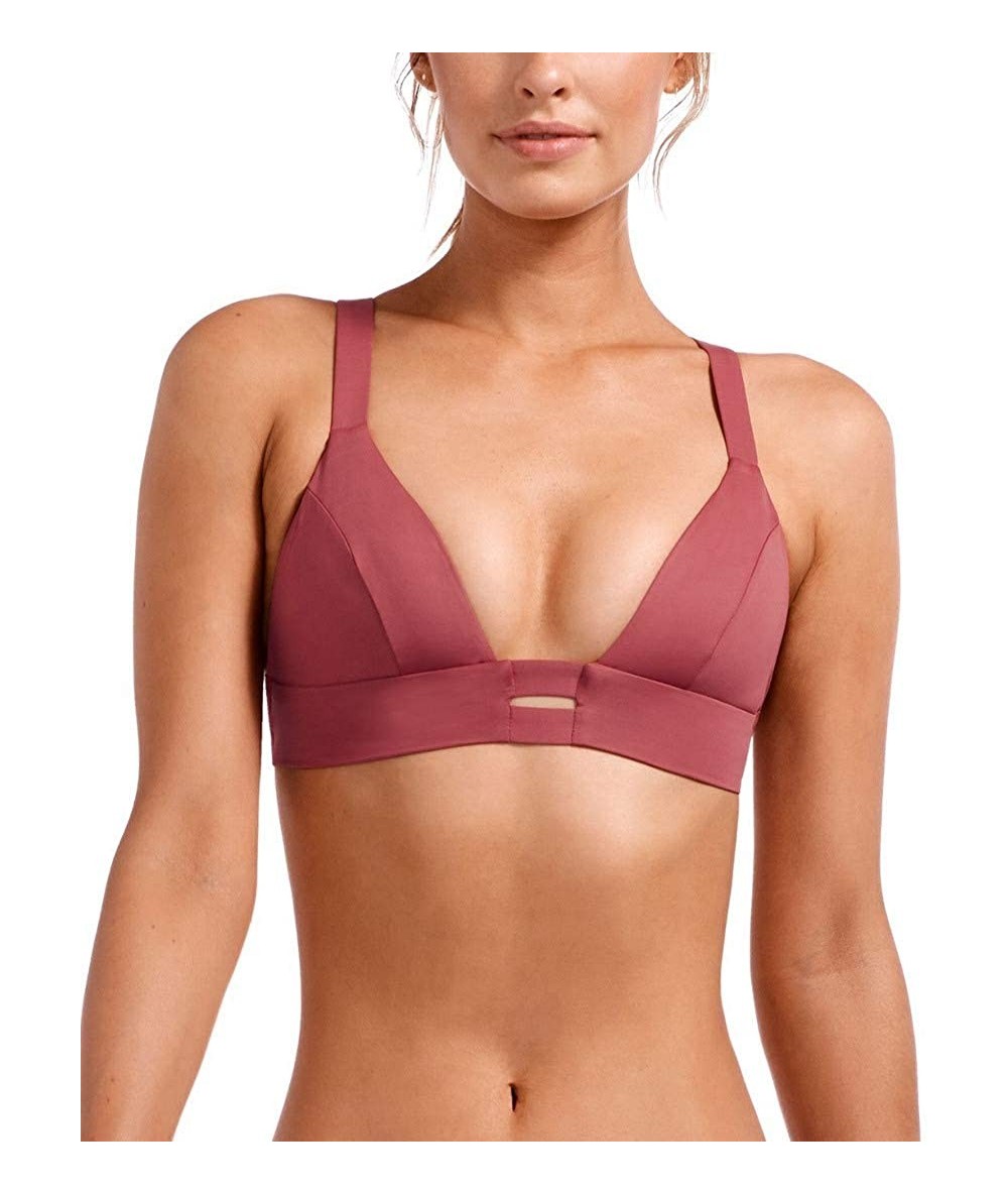 Tops Women's Black Ecolux Neutra Bralette Bikini Top - Havana Rose Ecolux - CU18L5ES9O0 $79.91