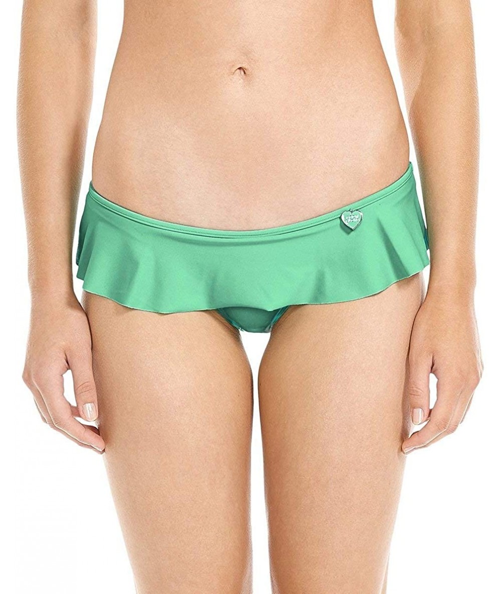 Bottoms Women's Smoothies Lily Solid Mid Coverage Ruffle Bikini Bottom Swimsuit - Seafoam - CG186UK0LLA $28.43