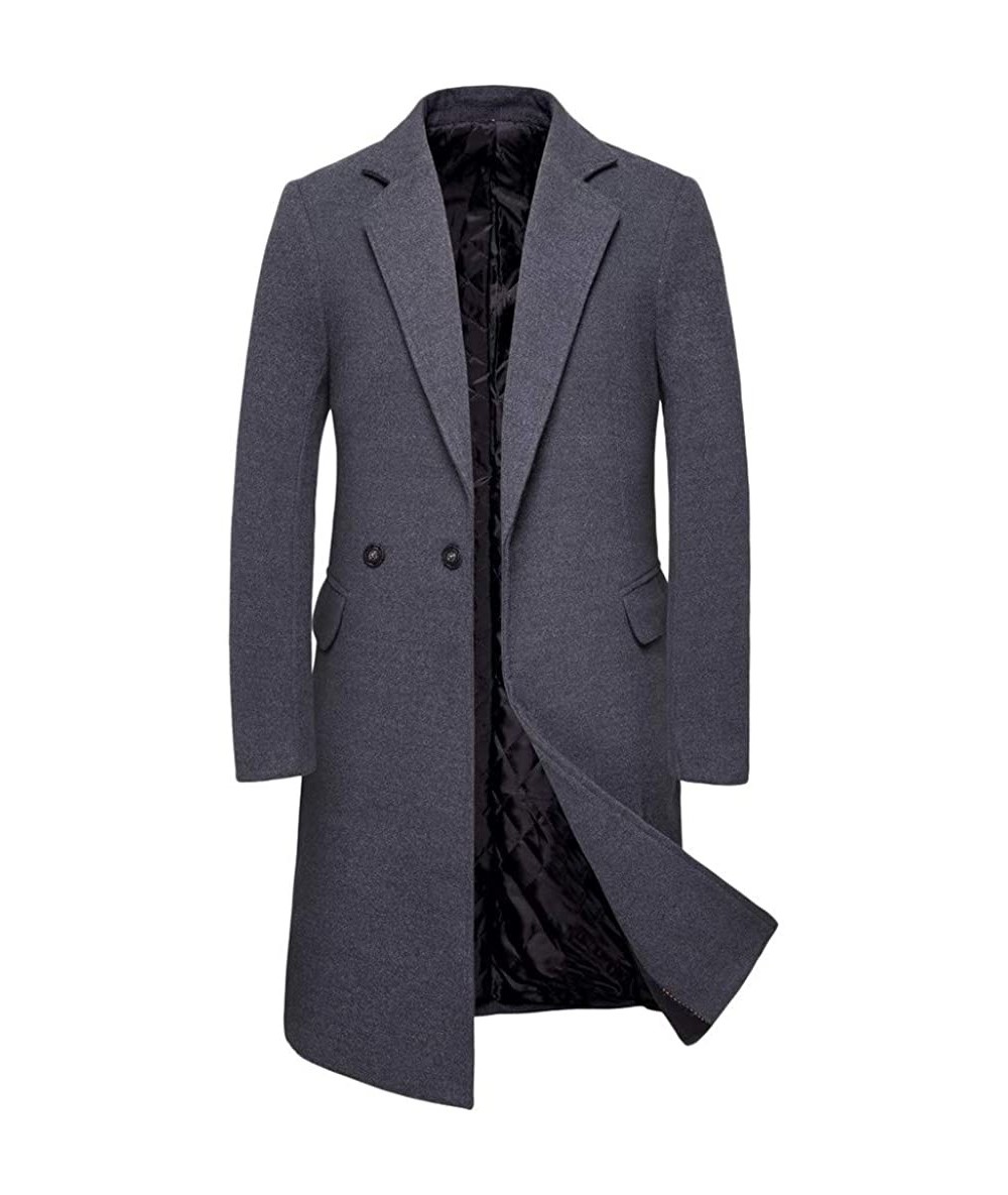 Board Shorts Men Trench Business Coat Winter Long Jacket Outwear Overcoat - Dark Gray2 - C818X7ADWRD $78.26