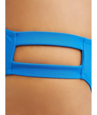 Bottoms Women's Double Tab Swimsuit Bikini Bottom X-Large 16 18 Empire Blue - CS18YROWWTH $36.26