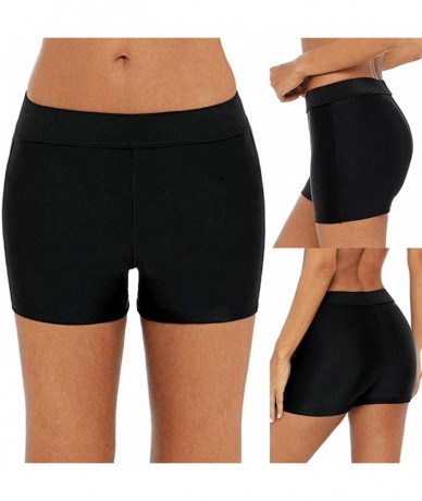 Tankinis 2020 New Womens Swim Shorts Black Sale High Waist Mesh Tankini Bottoms Tummy Control Swimsuit Briefs Board Short - C...