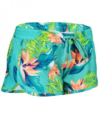 Board Shorts Women's Birds Of Paradise Board Shorts - Aqua Birds - CS11VXX86UV $26.99