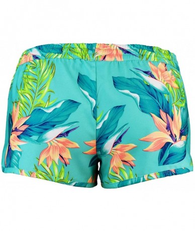 Board Shorts Women's Birds Of Paradise Board Shorts - Aqua Birds - CS11VXX86UV $26.99