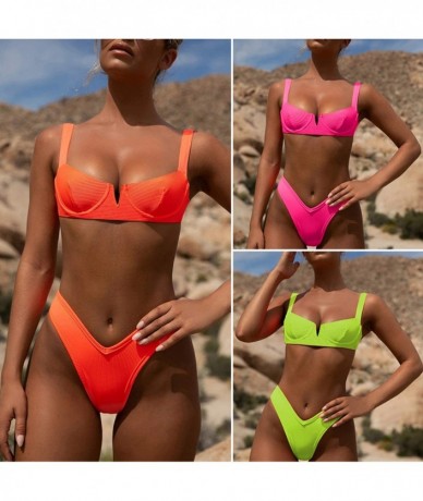 Sets Sexy Neon Bikini Bathers V-Neck Swimwear Women Bathing Suit Push Up Thong Swimsuit Bath High Cut - 1541-1 - CY197LUQTDX ...