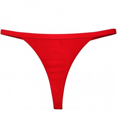 Sets Women's Ruffle Trim V-Neck Halter Bikini Top Brazilian Cheeky Thong Bottom - Red-b - CG1962HK5GE $31.42