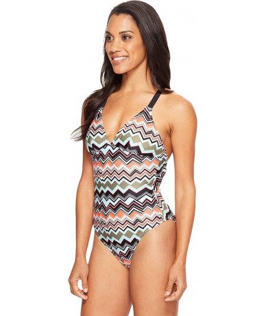 Racing Women's Madeirella One Piece Swimsuit - V - Lichen Chevron Stripe - CI12IQER5M9 $81.36