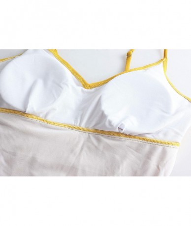 Racing Women Backless Swimsuit Ruffled One Piece - Yellow - CR1944WA4GE $32.74