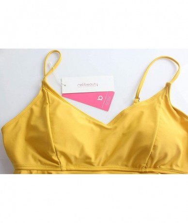 Racing Women Backless Swimsuit Ruffled One Piece - Yellow - CR1944WA4GE $32.74