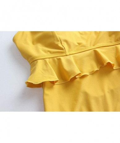 Racing Women Backless Swimsuit Ruffled One Piece - Yellow - CR1944WA4GE $32.74