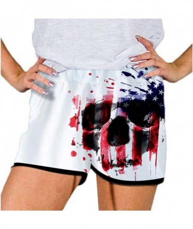 Board Shorts Women's American Flag Printed Shorts with Drawstring July 4th American Flag Patriotic Shorts with Pockets B hot ...