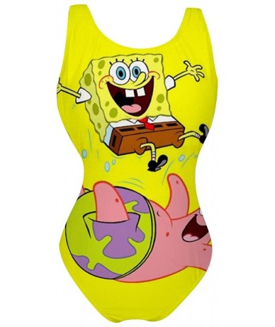 Racing Spongebob and Piestar Dance (2) Adult One Piece Swimsuit for Women Pools Beach and Sandy Beach - C71960C9TGL $63.96