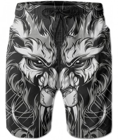 Board Shorts Men Bathing Suit Swim Trunks Quick Dry Beach Shorts - Cool Personality Cat Kitty - Cool Lion King Totem Black - ...