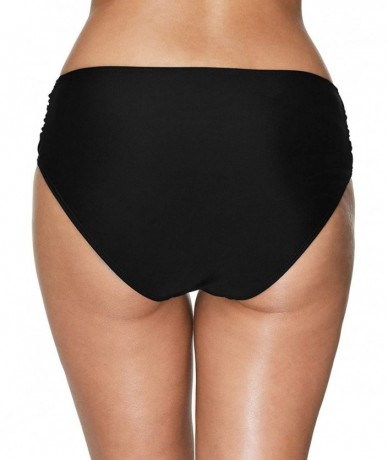 Bottoms Womens Bikini Bottoms Swim Bottoms Adjustable Side Tie Bathing Suits - Black Ruched - C818XHUOAE6 $32.45