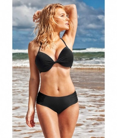 Bottoms Womens Bikini Bottoms Swim Bottoms Adjustable Side Tie Bathing Suits - Black Ruched - C818XHUOAE6 $32.45