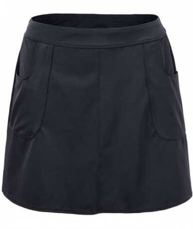 Board Shorts Women's Slit Side Quick Drying Swim Skirt with Pockets - Black - CB18O2KIGX2 $35.91