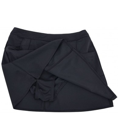 Board Shorts Women's Slit Side Quick Drying Swim Skirt with Pockets - Black - CB18O2KIGX2 $35.91