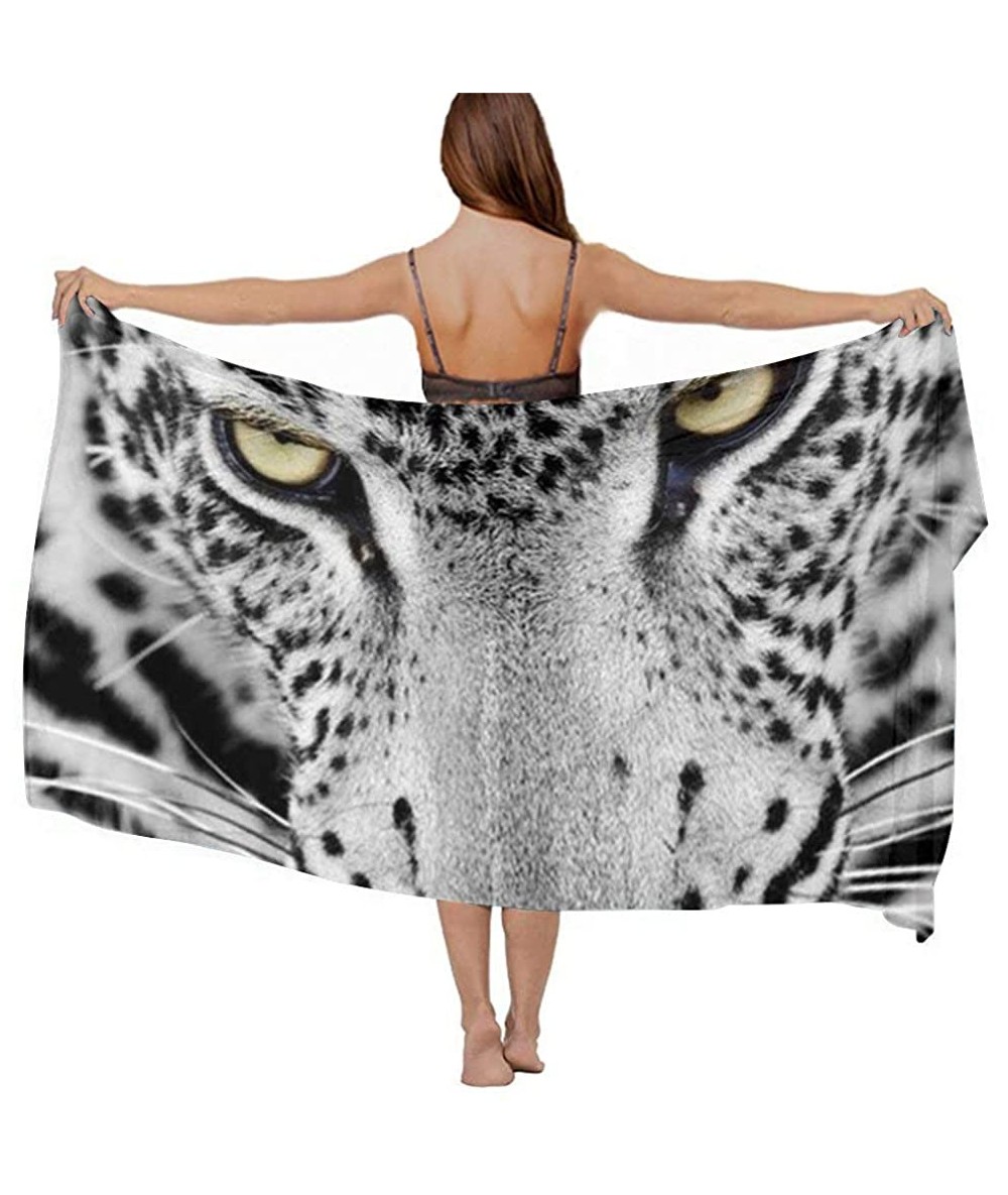 Cover-Ups Women Chiffon Scarf Sunscreen Shawl Wrap Swimsuit Cover Up Beach Sarongs - Cool Cheetah Leopard Art - C919C6NKCSW $...