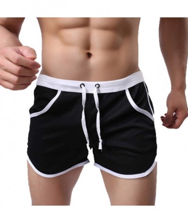 Briefs Men's Beach Trunks- Swimming Boxer Brief Swimsuit Swim Underwear Board Shorts - Black - CH18TQDIIQW $22.47