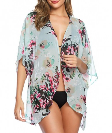 Cover-Ups Beach Coverups Chiffon Cardigan Kimono Summer Swimsuit for Women - Green - CQ18SXUSZ5C $20.60