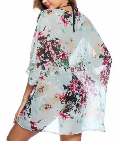 Cover-Ups Beach Coverups Chiffon Cardigan Kimono Summer Swimsuit for Women - Green - CQ18SXUSZ5C $20.60