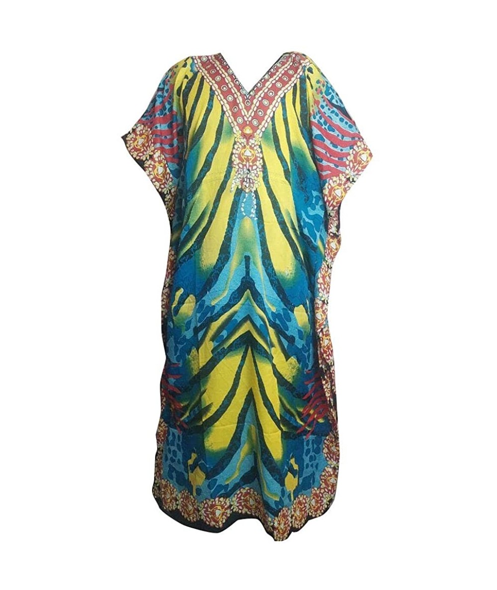 Cover-Ups Women's Kaftan Kimono Dress Beach Cover Up Ladies Kaftan Sleepwear Viscose Caftan Night Gown Robe V-Neck Cover Up -...