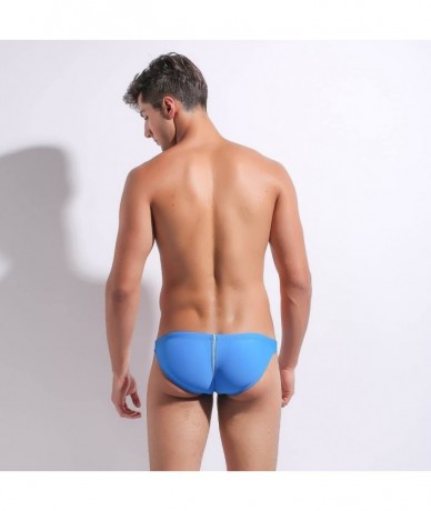 Briefs Men's Swimwear Briefs Bikini Low Rise Drawstring Swim Suit - Blue - CN11YV60XXP $34.32