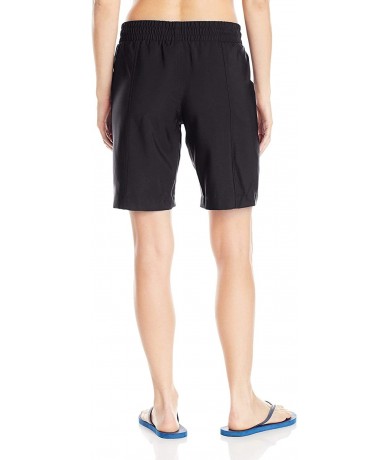 Cover-Ups Solid Stretch Board Shorts Black - C718OAKK89R $83.24