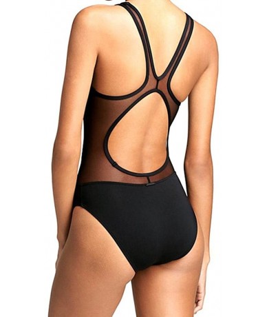 Sets Tankni Swimsuit-2018 Women Plus Size Swimwear Black One Piece Sexy Gauze Backless Bikini Elastic Jumsuit Beachwear - Bla...