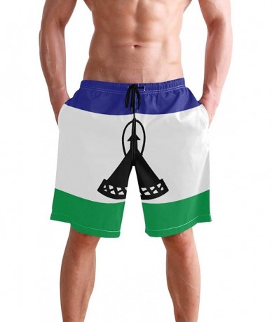 Board Shorts Men's Quick Dry Swim Trunks with Pockets Beach Board Shorts Bathing Suits - Lesotho Flag - C8195W3E2GZ $50.77