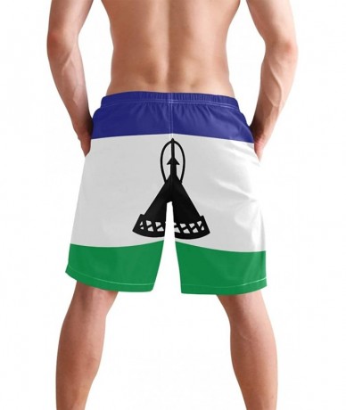 Board Shorts Men's Quick Dry Swim Trunks with Pockets Beach Board Shorts Bathing Suits - Lesotho Flag - C8195W3E2GZ $50.77