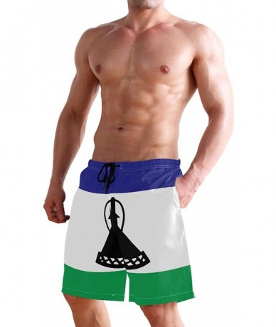 Board Shorts Men's Quick Dry Swim Trunks with Pockets Beach Board Shorts Bathing Suits - Lesotho Flag - C8195W3E2GZ $50.77