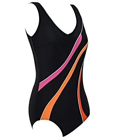 One-Pieces One Piece Swimsuits for Women Athletic Plus Size Sports Traning Swimwear - Black Orange Line - C8194T0RW9G $44.06