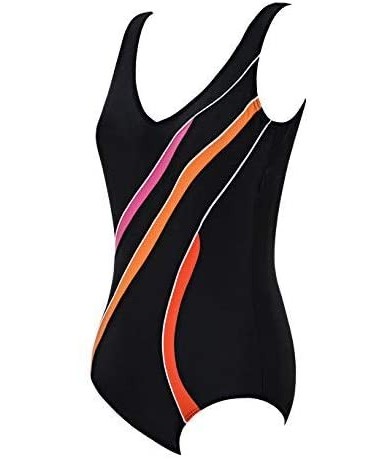 One-Pieces One Piece Swimsuits for Women Athletic Plus Size Sports Traning Swimwear - Black Orange Line - C8194T0RW9G $44.06