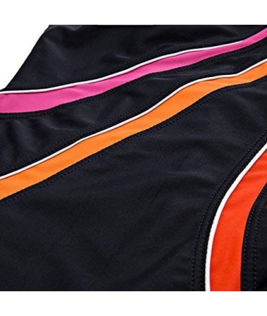 One-Pieces One Piece Swimsuits for Women Athletic Plus Size Sports Traning Swimwear - Black Orange Line - C8194T0RW9G $44.06