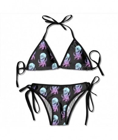 Sets Skull Octopus Head Kraken Bikini Set Beach Swimwear Two Piece Bikini Swimsuit for Women Girls Beachwear Black - C618WNXI...