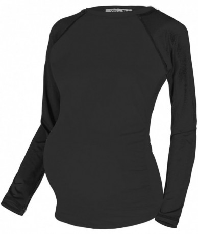 Rash Guards Women's Maternity Swim/Beach Rash Guard Swim Shirts Made in USA - Solid Black - CB189SY5NSM $40.80