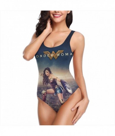 Racing Women's High-Waist Swimwear Bathing Suits Wonder Woman One Piece Swimsuit - 7 - CJ197HL5R4G $52.86