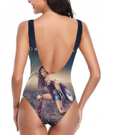 Racing Women's High-Waist Swimwear Bathing Suits Wonder Woman One Piece Swimsuit - 7 - CJ197HL5R4G $52.86