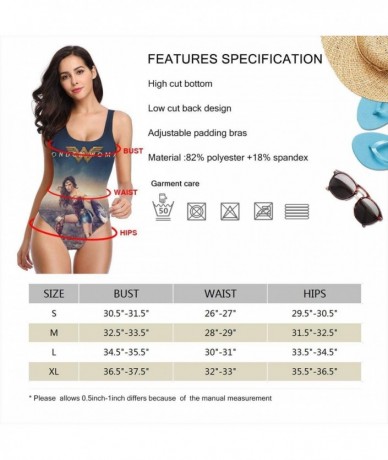 Racing Women's High-Waist Swimwear Bathing Suits Wonder Woman One Piece Swimsuit - 7 - CJ197HL5R4G $52.86