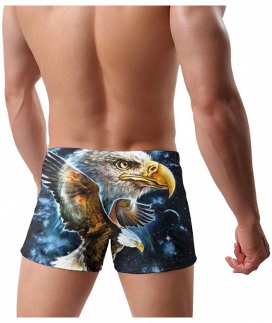 Briefs Mens Boxer Swimwear- Space Eagle Basic Cozy Brief Swimsuit- Comfortable Printed Beach Surf Swimming Trunks - Black - C...