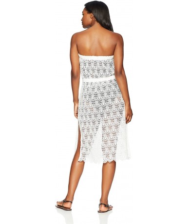 Cover-Ups Women's Swimwear Strapless Crochet Cover Up - Ivory - CL1867LAK0G $63.82