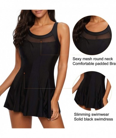 One-Pieces Womens One Piece Swimsuits for Women Tummy Control Swimwear Swimdress Slimming Bathing Suit - 01 New Black - CN194...