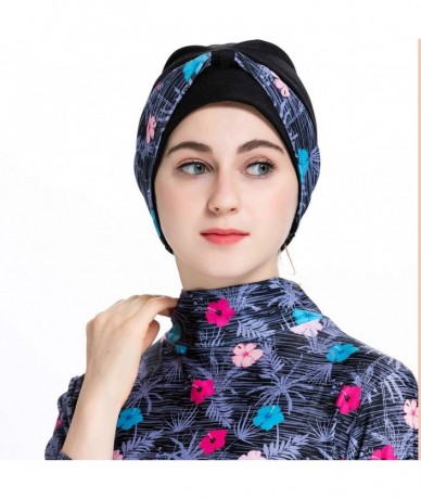 Racing Women Printed Floral Muslim Swimwear Muslimah Islamic Swimsuit Swim Surf Wear Burkini - Purple - CA18Y2Z3ETA $57.50