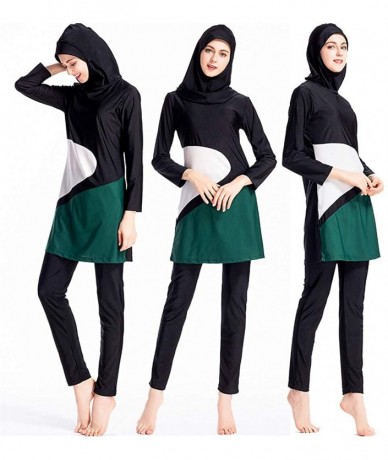 Cover-Ups Muslim Swimsuits Women Plus Size 2 Piece Burkini Hijab Splicing Full Coverage Conservative Modest Bathing Suits A -...