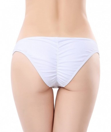 Bottoms Women's Swimwear Swim Shorts Briefs Cheeky Ruched Hipster Bikini Bottoms - Venice White - C91850MRSAT $33.00