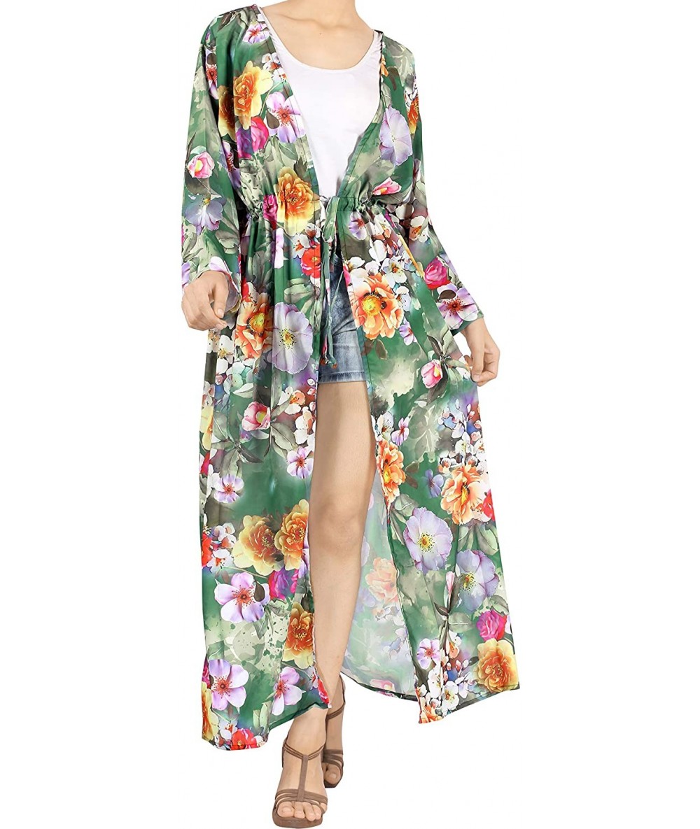 Cover-Ups Women's One Size Loose Blouse Tops Summer Kimono Cardigan Maxi Dress - Green_x813 - CN18I0UHXT4 $39.32