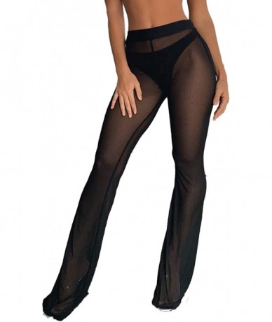 Sets Women's Sexy Perspective Sheer Mesh Pants See Through Bikini Bottom Cover up Party Clubwear Pants - Black - C218QRMOMKH ...